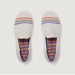 Rothy’s Kids White Rainbow Slip-On Sneakers | Size 10 | New in Box